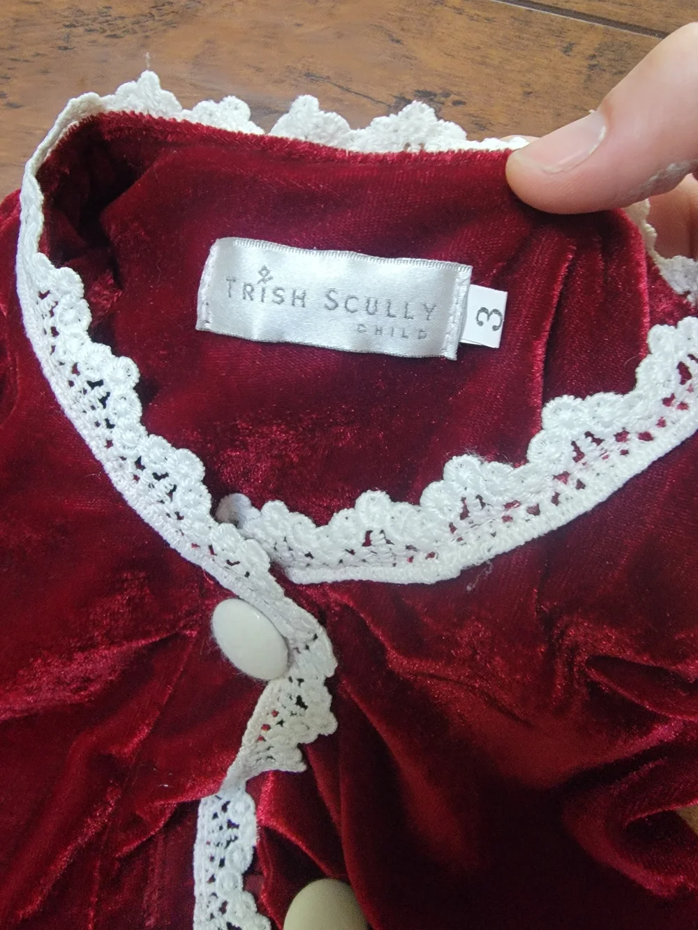 Velvet Lace-Trim Red Formal Dress for Girls
